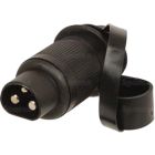 Auxiliary Male 3 Pin Plug, Black Plastic for Tractors, Trailers, Quad Bikes etc